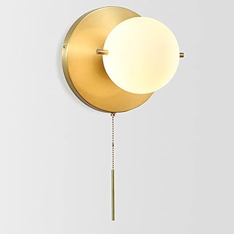 IOPILJKL Modern Glass Wall Lights E14 Copper Base Wall Luminaire Indoor Spherical Wall Lantern Home Sconces Wall Lighting With Switch Study Room Bedroom Wall Mounted Light Cover