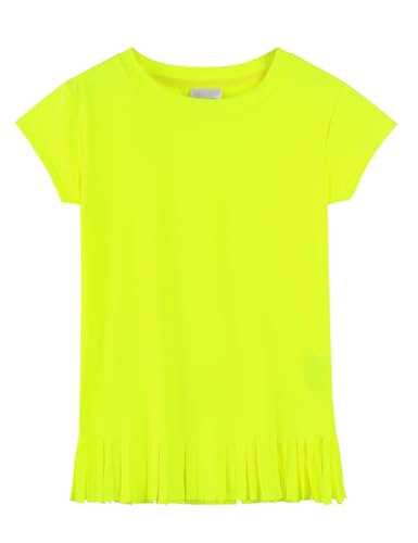 Image of Noomelfish Girls Short Sleeve Fringe T-Shirts Soft Jersey Cotton Tee Tops (3-12 Years)