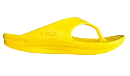 Telic Unisex Adult Energy Flip Flop Arch Support Cushioned Sandals, Sunshine Yellow, 10 Women/9 Men