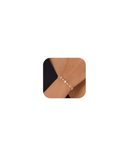 Dainty Gold Silver Bracelet for Women Trendy Non Tarnish 14K