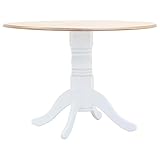 Farbe: Weiß und Braun; Material: Massiver Gummiholz-Rahmen + MDF-Platte mit Gummiholzfurnier; Abmessungen: 106 x 75 cm (Durchmesser x H)