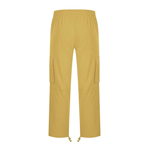 Muscularfit Cargo Pants for Men Big and Tall Elastic Waist Cotton Sweatpants Causal Solid Multi Pockets Joggers Athletic Pant4