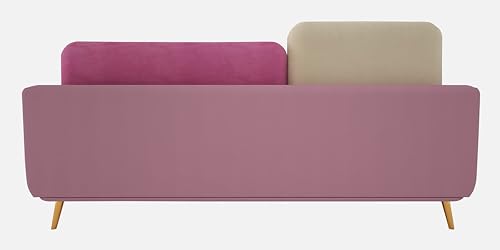 Image of Black Wood Modern Montez Luxurious Velvet 3 Seater Sofa for Bedroom, Living Room, Dining Room, Drawing Room, Home Office in Bug Resistant Wood (Pink & Beige, 3 Seater)