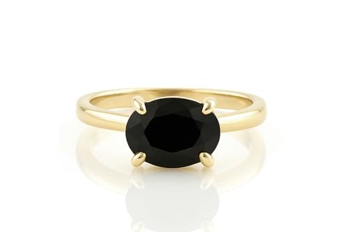 Bague en onyx noir et or 14K bague ovale faite main de qualité premium