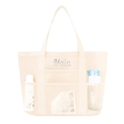 Personalized Pink Beach Bag with Embroidered Name,Foldable Travel Tote，Custom Tote Bag Travel Essential