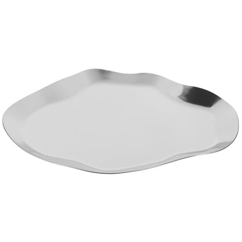 NUOBESTY Bandeja de Acero Inoxidable para Joyas Plateada Diseño Irregular Elegante Organizador Multifuncional para Anillos Frutas y Cosméticos Fácil Limpieza para Tocador y Tienda