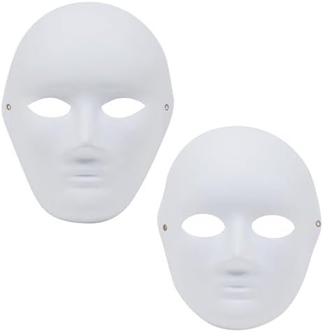 BLUE PANDA Blank Paper Mache Masks to Decorate - 24-Pack White, 2 Sizes - Face Masks to Paint & Custom Mask Crafts