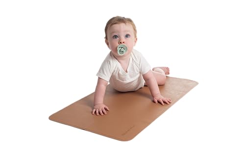 Image of NobleMoms Luxury Vegan Leather Baby Changing Mat - 16"x30" Eco-Friendly, Versatile, Thin & Foldable, Easy-to-Clean Diaper Pad (Cinnamon)