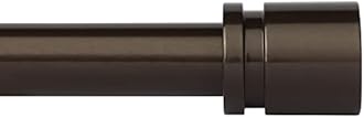 Curtain Rods for Windows 16 to 170 Inches Adjustable Length 1 Inch Diameter Window Curtain Rod with Aluminium End Cap, Antique Bronze