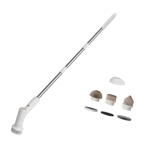 Fenteer Electric Rotating Scrubber Recahrgeable Waterproof Cleaning Tool Cordless Power Rotating Brush for Bathtubs Sink Car Corner, Telescopic