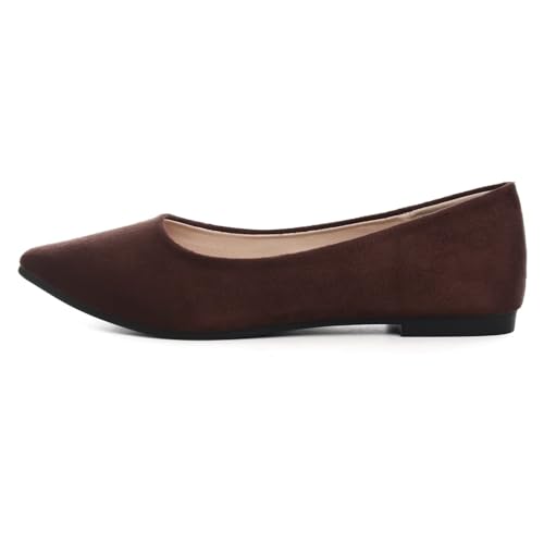 Image of Dear Time Women's Pointed Toe Ballet Flats Simple Casual Office Work Flats Slip-on Comfortable Shoes