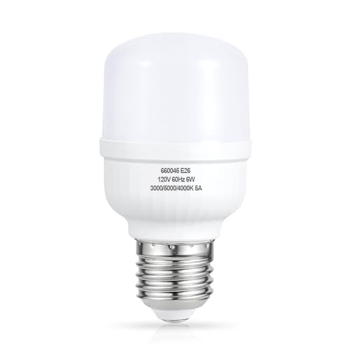 aooshine Dimmable LED Light Bulb 6W 3 Color Temperatures, 3000K/5000K/4000K