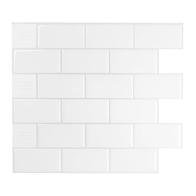 Smart Tiles - Peel and Stick Backsplash - Subway Norden V1 White - 10 Sheets of 10.95" x 9.70" - 3D Stick on Tiles for Kitchen and Bathroom Backsplashes
