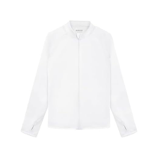 Poekuao Camiseta infantil Rash Guard manga comprida com zíper FPS 50+ proteção solar UV secagem rápida FPS camisa de natação buraco polegar, Branco, 3 Anos