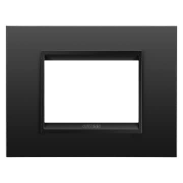 Plaque métallique Lux Gewiss GW16203XM élégance noire satinée 3 modules
