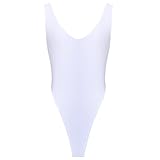 iEFiEL Damen Hydrasuit Wetlook Badeanzug Bademode Schwimmanzug Tanz Sportbody Body Bodysuit (Weiß)