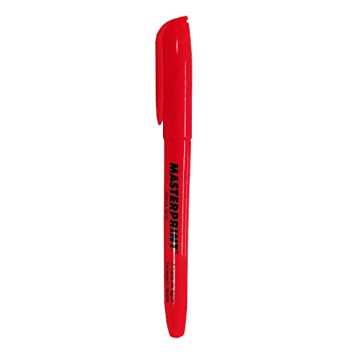 Caneta Marca Texto Vermelha com Ponta Chanfrada Masterprint MP-612 Pincel MP612