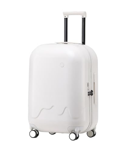 Checked Luggage Carry On Luggage Hardside Luggage Set with USB Charging Hole Trolley Case Suitcase with TSA Code Lock Luggage Suitcase (Color : White, Size : 26in)