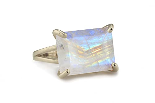 Auffälliger Mondstein in 925 Sterling Silber - Mode, Statement, Bohème-Schmuck - Individuelle Edelstein Mondstein Ringe für Frauen - Elegantes Juni Geburtsstein Geschenk für Sie - mit Schmuck-Box - Image 4