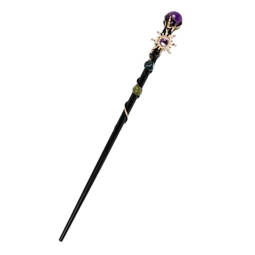 Image of PATPAT Natural Crystal Magic Wand Handmade Witch Wand with Gemstone Details for Cosplay Halloween Parties Photography and Decorative Display