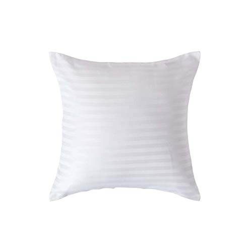 Homescapes Funda de Almohada Confort con Rayas de satén 40 x 40 cm de Color Blanco en 100% Algodon Egipcio con una Densidad de 130 Hilos/cm²
