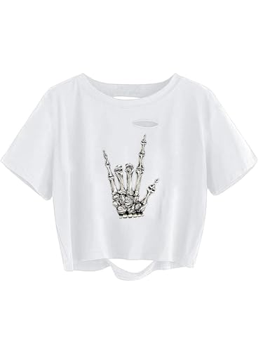 vblane Graphic Oversized Crop Tops for...