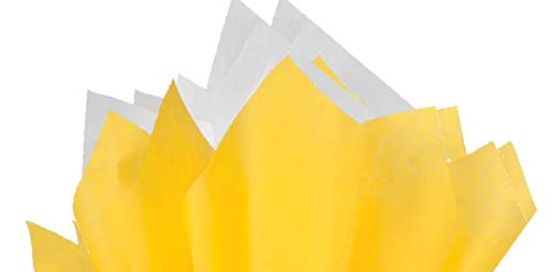 100Sheets Bright Yellow Dandelion and White Gift Wrap Pom Pom Tissue Paper Mix with 12 to from Gift Tags & Twine