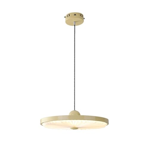 Mjsdjof Suspension Ronde Blanche, Disque métallique Ultra-Fin avec Jupe plissée et Abat-Jour en Acrylique, Suspension LED Moderne - 24 W - 3 Modes de...