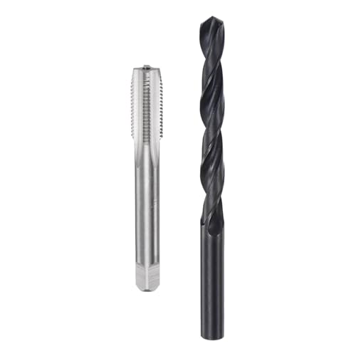 sourcing map Tap and Drill Bit Set, 7/16-20 UNF Thread Tap & 25/64 Black Oxide Twist Drill Bit, Straight Flute Tap Tapping Threading Repair Tool Kit