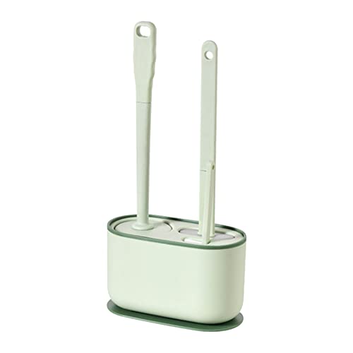 Toilet Brush and Holder, Toilet Bowl Brush with Caddy Bathroom Stiff Bristles Toilet Scrub Brush Toilet Bowl Brush Holder Set Deep Cleaning Toilet Cleaner Scrubber Under Rim(Greens)