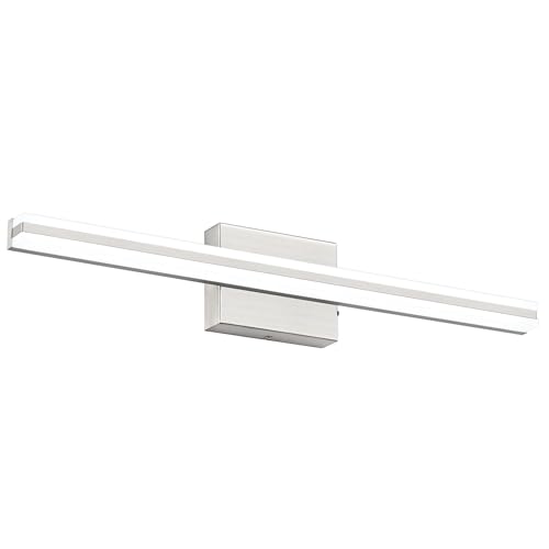 Image of SOLFART Bathroom Light Fixtures Over Mirror 24 Inch Brushed Nickel Modern Vanity Light 5CCT Adjustable Brightness LED Mirror Light Fixture Anti-Glare Lighting Wide Illumination