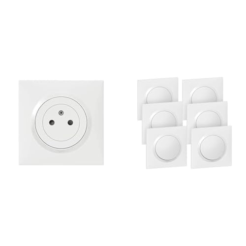 LEGRAND - Prise Electrique Murale 16A avec Terre dooxie Surface + Plaque Carrée - Prise 2P + T & Interrupteur Mural ou Va-et-vient 10AX dooxie + Plaque Carrée - Commande d'Éclairage