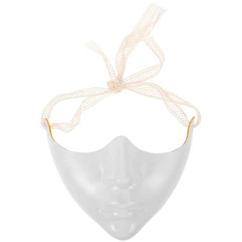 Parliky 2 pièces Masque Demi-visage Blanc pour Femme Masque de Fête Mascarade Non Peint Plastique Léger pour Cosplay et Carnaval Halloween Élégant et Confortable pour Soirée Fête