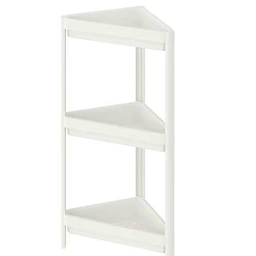 IKEA VESKEN Space Saving Polypropylene Plastic Shelf Unit, for Storage Home & Kitchen Items, Toiletries from Shampoo Bottles to soap and Small Items, White (33X33X71 cm)
