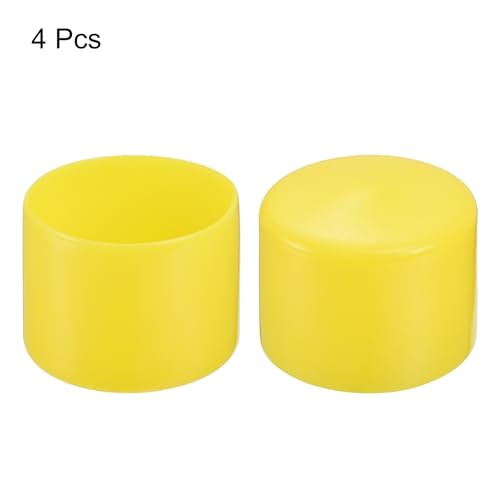 Image of uxcell 4pcs Rubber End Caps 55mm(2 3 /16 inch) ID Vinyl Round Tube Bolt Cap Cover Screw Thread Protectors Yellow, 40mm Height