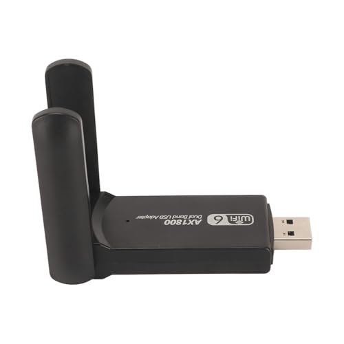 ZAICOLER Adaptador WiFi de Doble Banda de Alta Velocidad de 1800Mbps con Antenas Duales de 3dbi para Tabletas Portátiles, Adaptador USB WiFi 6 para Operativo 7/10/11, Material ABS Negro