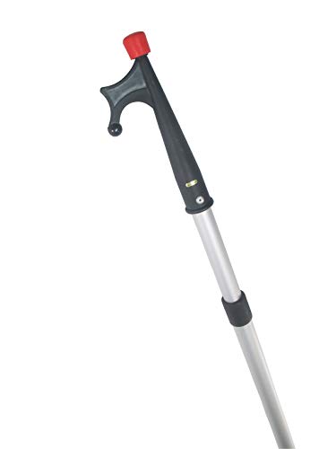 Pactrade Marine Anodized Aluminum Telescopic Kayak Boat Hook Dock Docking Extend Sections Adjustable Extendable Length Plastic Pc Red Tip Non-Slip Black Locking Vinyl Mechanism Ring Handles (50"-86") #TOP2