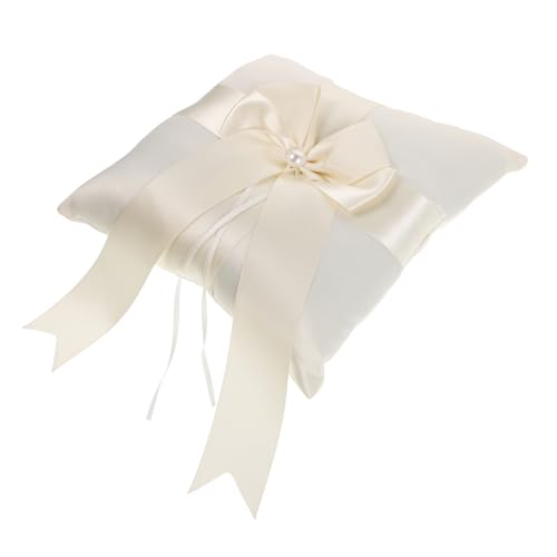 Unomor Wedding Ring Pillow with Bowknot Ribbon Elegant Ring Holder Cushion for Ceremony Decor for Proposals and Weddings Wedding Ring Bearer Pillow Design