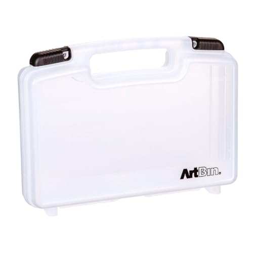 ArtBin 8014AB Estojo de transporte de visualização rápida de 35,56 cm x 8,6 cm x 26 cm, armazenamento de suprimentos de arte e artesanato bloqueável com travas e alças, portátil, transparente