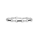 JEWELEXCESS Diamond Link Bracelets for Women – 1.00 Carat Black & White Diamond Sterling Silver Brac