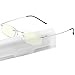 TOVEEN Titanium Rimless Reading Glasses Blue Light UV Blocking, Ultralight Frameless Spring Hinge Readers with Case for Men Wowen 1 Pair Silver +1.0