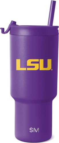 Image of Simple Modern Officially Licensed Collegiate LSU Tigers 30oz Tumbler with Flip Lid & Straws, Insulated Cup Stainless Steel, for Men Women, Trek Collection, Louisiana State University (Pack of 12)