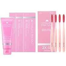 HIMALAYA PINKSALT Intensive Whitening Toothpaste 4.2oz 3Pack + HIMALAYA PINKSALT Intensive Clean Toothbrush 4Counts, Teeth Whitening Toothpaste, Extra-Large Toothbrush