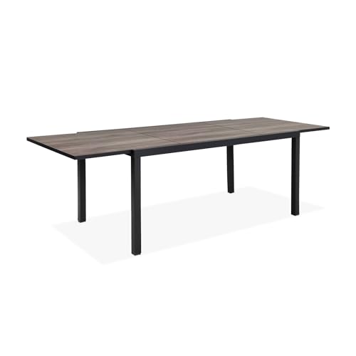 sweeek - Table de Jardin Nashville Extensible 160/240cm 8 Places Plateau Effet Bois foncé Structure Aluminium