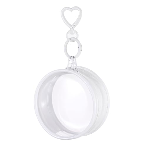 QUARKZMAN Bolsa Cosmética Transparente 3.2'x1.4' Blanco | con Clip En Forma De Corazón Pequeño Estuche Portátil para Mujeres Ideal para Viajes