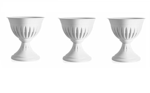 mille idee 3 Vasi Vaso fioriera fioriere a colonna calice vaso con piede bianco per fiori giardino cm D.43x46h