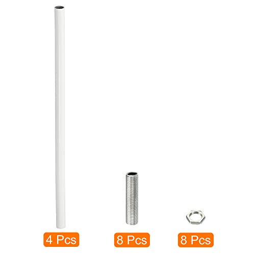 Image of MECCANIXITY Threaded Extension Rod, 11.8 inch Lamp Pipe with Connector Light Fixture Parts for Pendant Light Island Lighting Chandeliers Stems, White 4 Set
