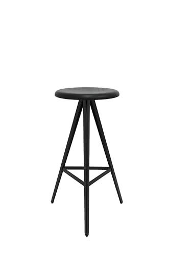 TRABALDO KUKY B-61 Stool - Designed and Made in Italy - Metal Frame and Seat in Solid Ash Wood - 100% FSC Certified - H 61 cm x L 39 cm - Black
