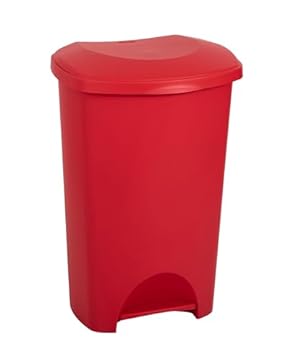 Addis 50 Litre Recycling Commercial Utility Waste Trash Pedal Bin, All Red Colour