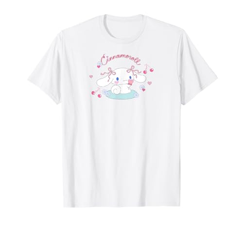 SANRIO Cinnamoroll Cherry Love Unisex T-Shirt, White, Small, Short Sleeve, Classic Fit, All Seasons
